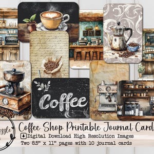 Coffee Shop Journal cartes Ephemera Page - 10 téléchargement numérique imprimable de haute qualité - Junk Journal Supplies, Cafe Tags Scrapbooking vintage