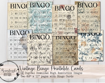 Vintage Bingo Cards Ephemera – Printable Junk Journal Kit (Digital Download)