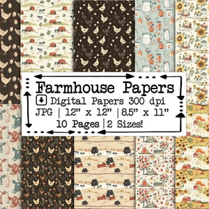 Pacchetto di carta digitale della fattoria / diario spazzatura / set di carta stampabile / pagine di scrapbooking / animali della vita agricola / artigianato con la carta / creazione di carte