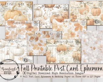 Carte postale éphémère de récolte d'automne - Cartes postales imprimables de journal indésirable (téléchargement numérique)