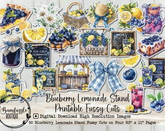 Limonadekraam bosbessen fussy Cuts – zomerse afdrukbare ongewenste tijdschriften (digitale download)