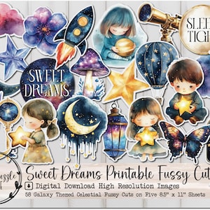 Pages éphémères de Sweet Dreams - 58 pages en téléchargement numérique imprimable de haute qualité - Fournitures pour journaux indésirables, galaxie, espace, céleste, étoiles