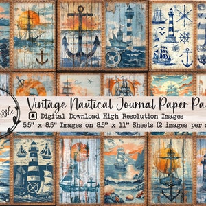 Vintage Nautical Digital Paper Pack | Junk Journal | Printable Paper Set | Scrapbooking Pages | Paper Craft | Card Making | Sailor Ocean Sea