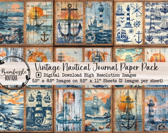 Vintage Nautical Scrapbook Paper | Ocean Sailor Ephemera (Digital Download)