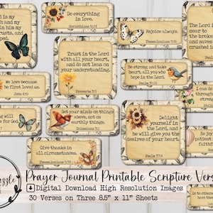 Scripture Verse Labels for Prayer Journal Pages - 30 Printable Digital Download - Junk Journal Scrapbooking Supplies, Ephemera, Fussy Cuts