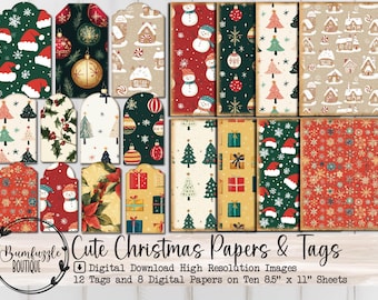 Christmas Junk Journal Kit – Printable Papers & Tags (Digital Download)