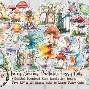 Fairy Dreams Fussy Cut Ephemera Pages - 36 High Quality Printable Digital Download - Junk Journal Whimsical Fairies Garden Whimsy Woodland