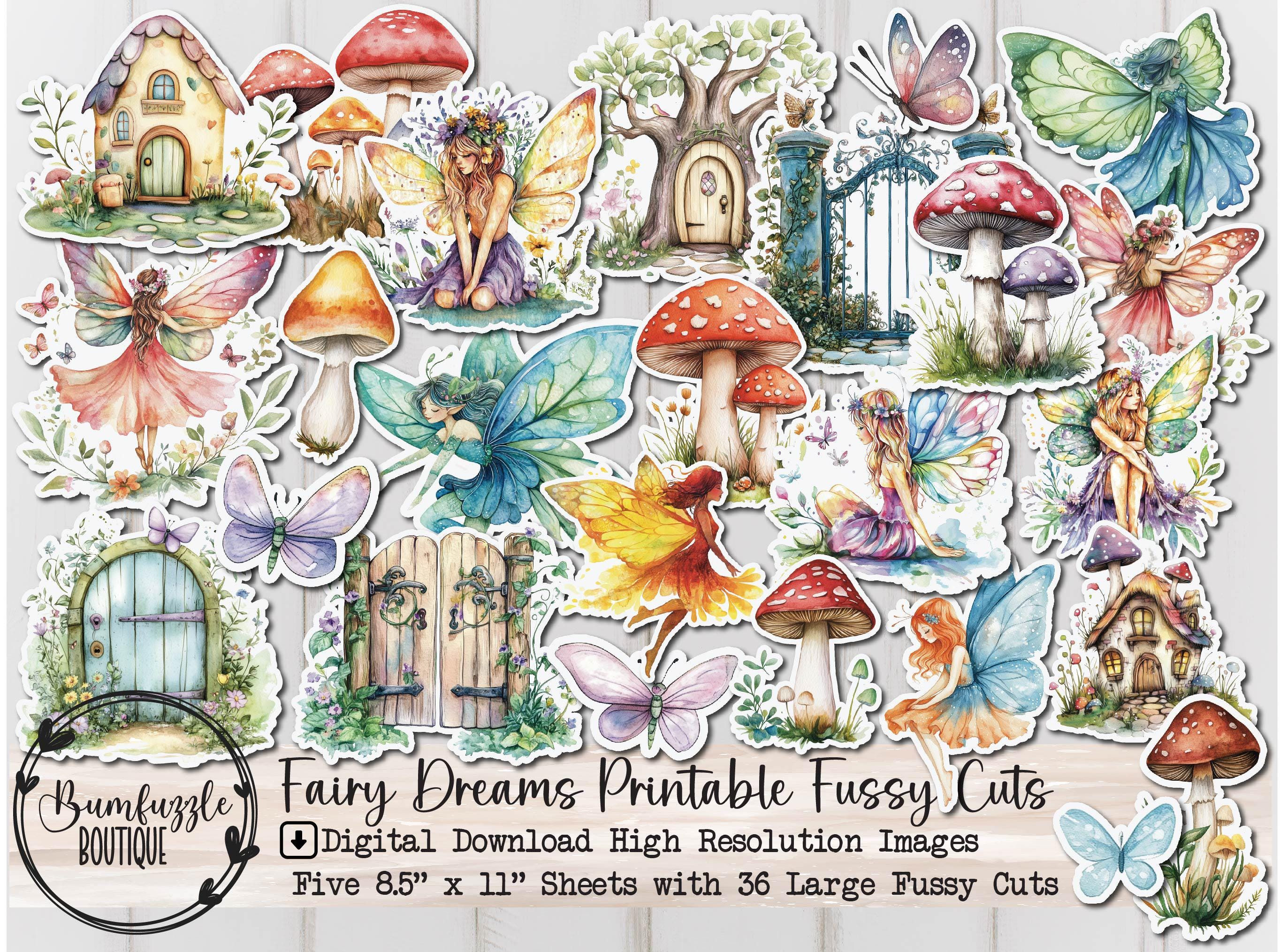 Pagine effimere di Fairy Dreams Fussy Cut - 36 download digitali stampabili di alta qualità - Junk Journal Whimsical Fairies Garden Whimsy Woodland