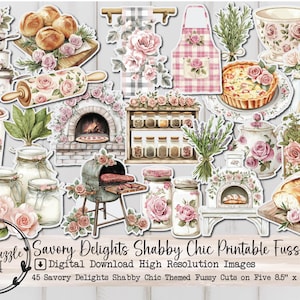 Páginas de itens efêmeras recortadas Shabby Chic da Savory Delights - 45 páginas digitais para impressão em alta qualidade - Diário de sucata, álbum de recortes, cozinha, culinária