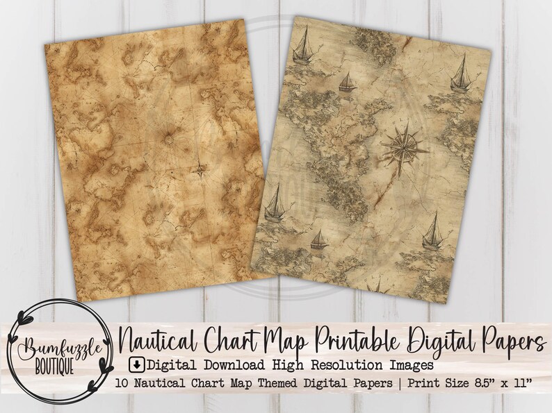 Nautical Map Digital Paper, Seamless Sailor Charts (digital Download ...