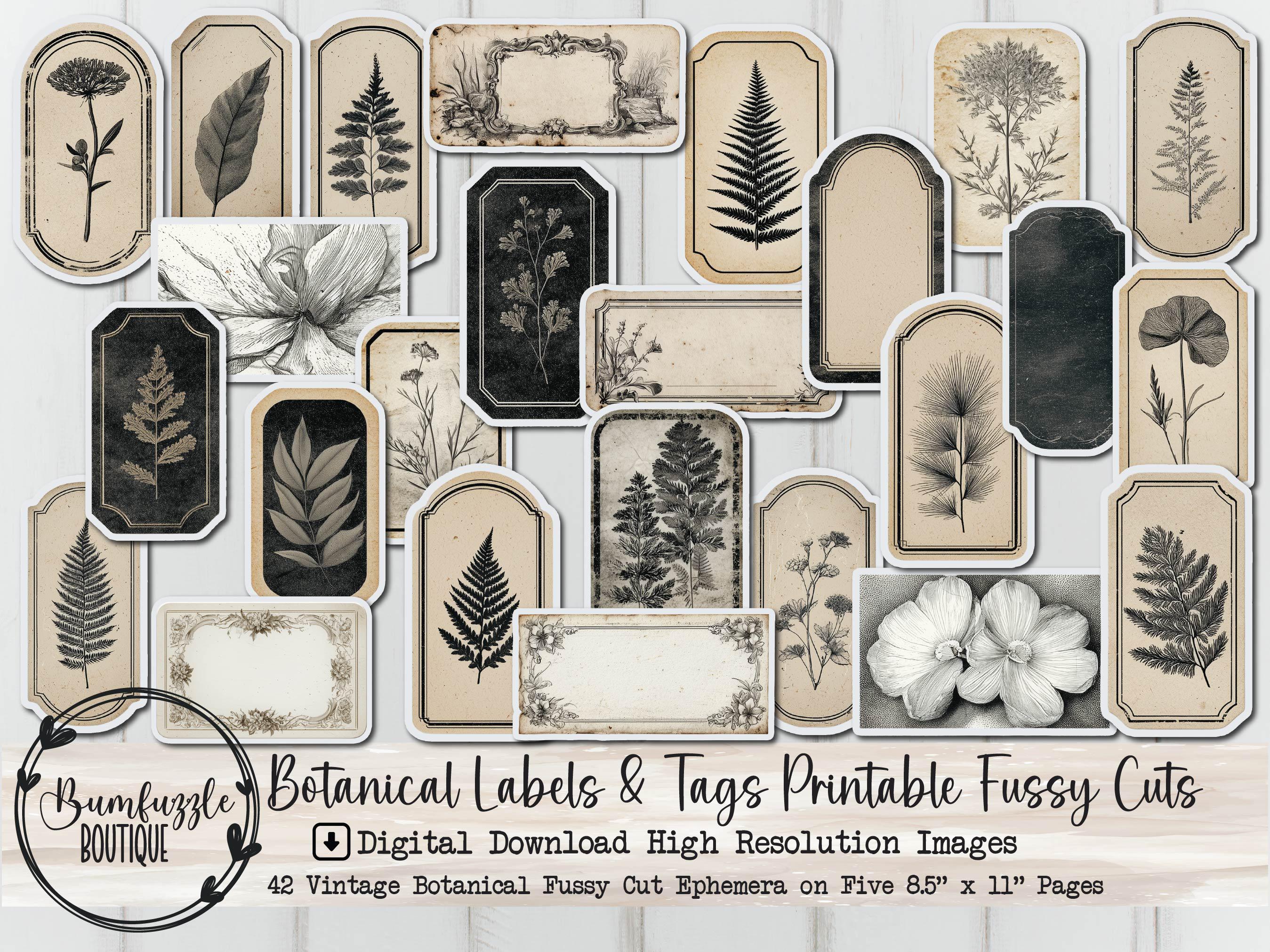 Vintage Botanical Labels and Tags Fussy Cuts – Printable Junk Journal ...