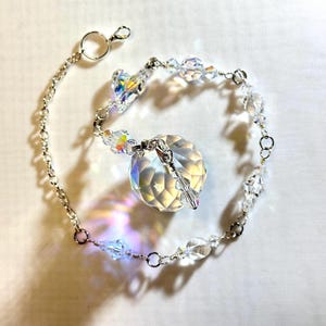 Crystal Suncatcher, Swarovski AB Crystal Heart Suncatcher with AB Crystal Globe, *One Of A Kind*, Window Décor, Valentines Day Gift