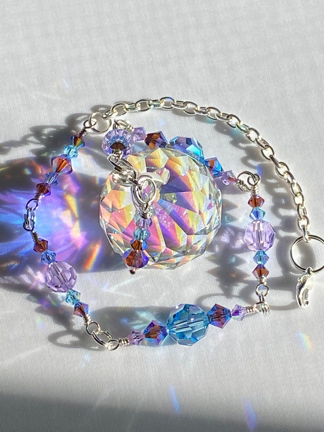Crystal Suncatcher Aqua and Violet Suncatcher With AB Crystal Etsy
