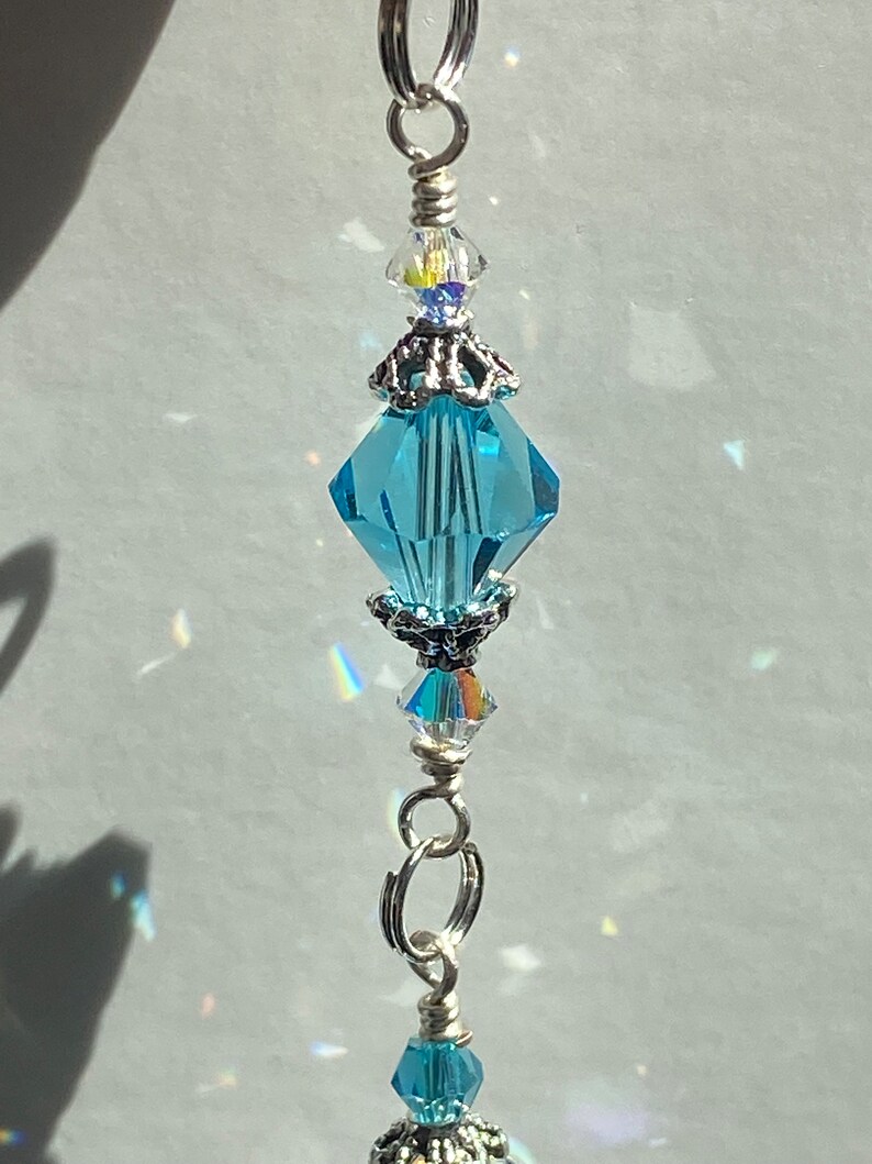 Crystal Suncatcher Aqua Blue Flower Suncatcher With AB Etsy