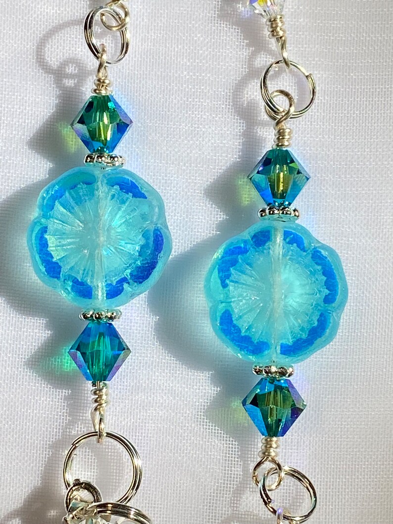 Crystal Suncatcher Aqua Blue Flower Suncatcher With AB Etsy