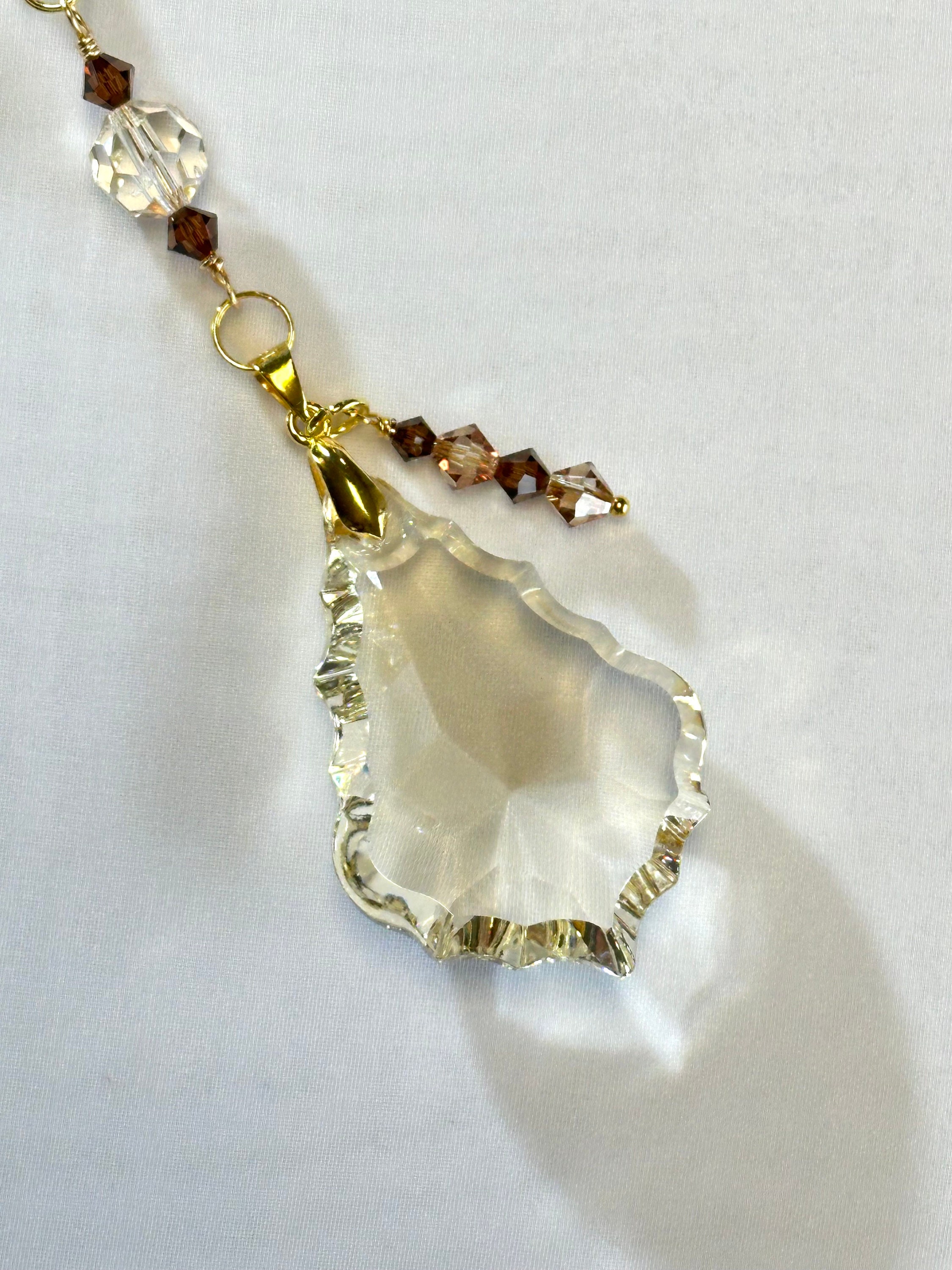 Shells, Pearls, and Crystals Suncatcher With Golden Shadow Pendeloque ...