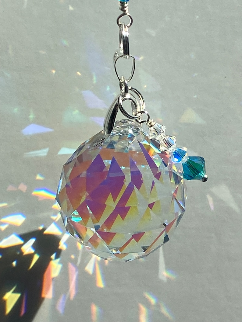 Crystal Suncatcher Aqua Blue Flower Suncatcher With AB Etsy