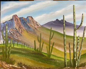 Bob Ross Style Landscape - Saguaro Valley