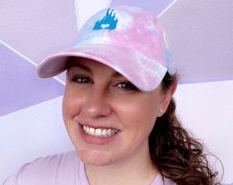Chapéu Heart Castle Tie Dye para os amantes da Disney, chapéu de castelo inspirado na Disney, chapéu Magic Kingdom, boné de beisebol Cinderela Castle Disney Parks