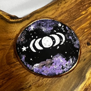 Handmade Moon Phase Wood Slice Ornament: Celestial Decor