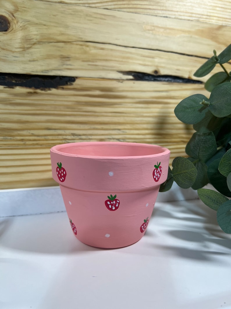 Pink Strawberry Flower Pot Planter Strawberry Home Decor Etsy