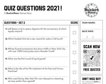Questions imprimables du quiz 2021, série 2