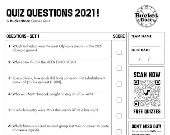 Questions imprimables du quiz 2021, série 1