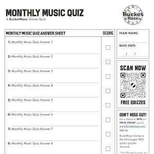 Printable Quiz of the Week/Month Answer Sheet