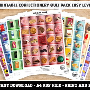 Easy Printable Confectionery Picture Quiz Pack (Easy Difficulty Level)