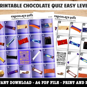 Printable Chocolate Picture Quiz Easy Level