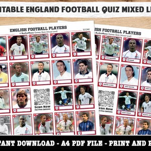 Printable England Players Football Picture Quiz Mixed Level