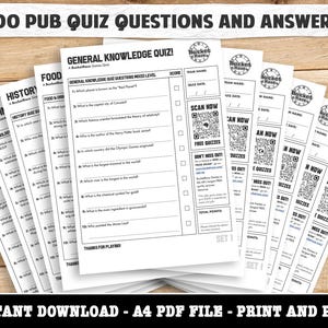 100 Pub Quiz Questions and Answers Set 1