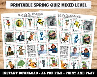 Druckbare Frühling Charaktere Bild Quiz Mixed Level