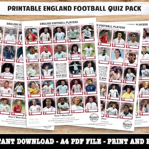 Printable England Players Football Picture Quiz Pack Active