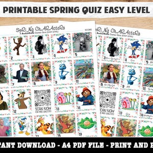 Printable Spring Character Picture Quiz Easy Level