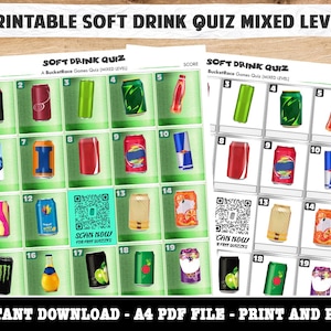 Printable Soft Drink Picture Quiz Mixed Level