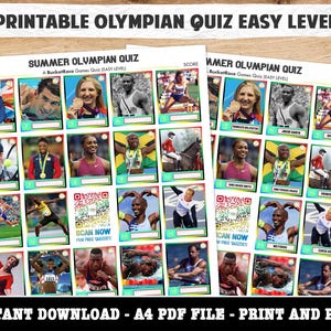Printable Summer Olympian Picture Quiz Easy Level