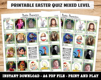 Printable Easter Character Picture Quiz Mixed Level