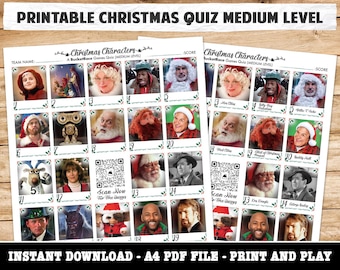 Utskrivbar julfigur med bildquiz på medelnivå