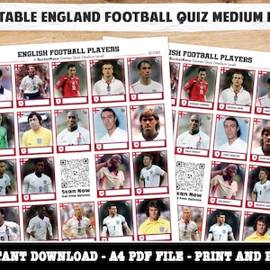 Printable England Players Football Picture Quiz Medium Level