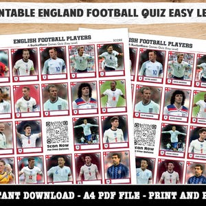 Printable England Players Football Picture Quiz Easy Level