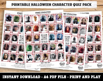 Utskrivbart Halloween-quiz med läskiga karaktärer