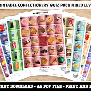 Mixed Printable Confectionery Picture Quiz Pack (Mixed Difficulty Level)