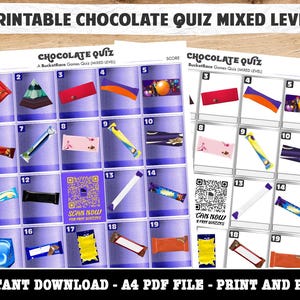 Printable Chocolate Picture Quiz Mixed Level
