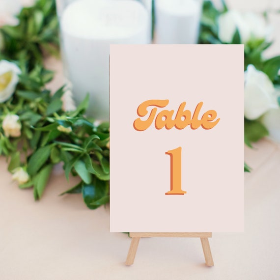 Retro Table Numbers Groovy Table Numbers Disco Neon Table Etsy