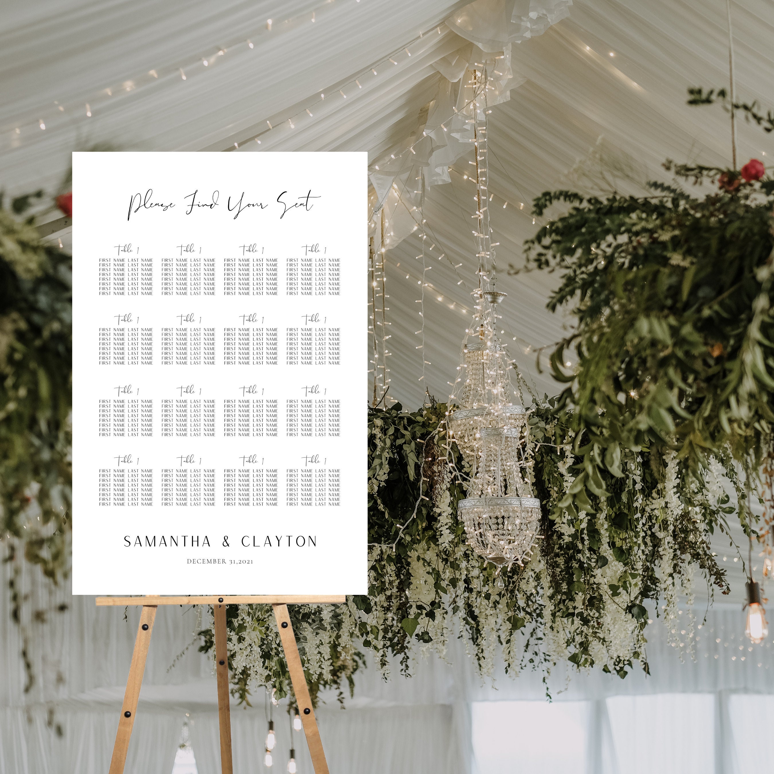 Minimalist Wedding Seating Chart Sign, Modern Seating Chart, Classic ...