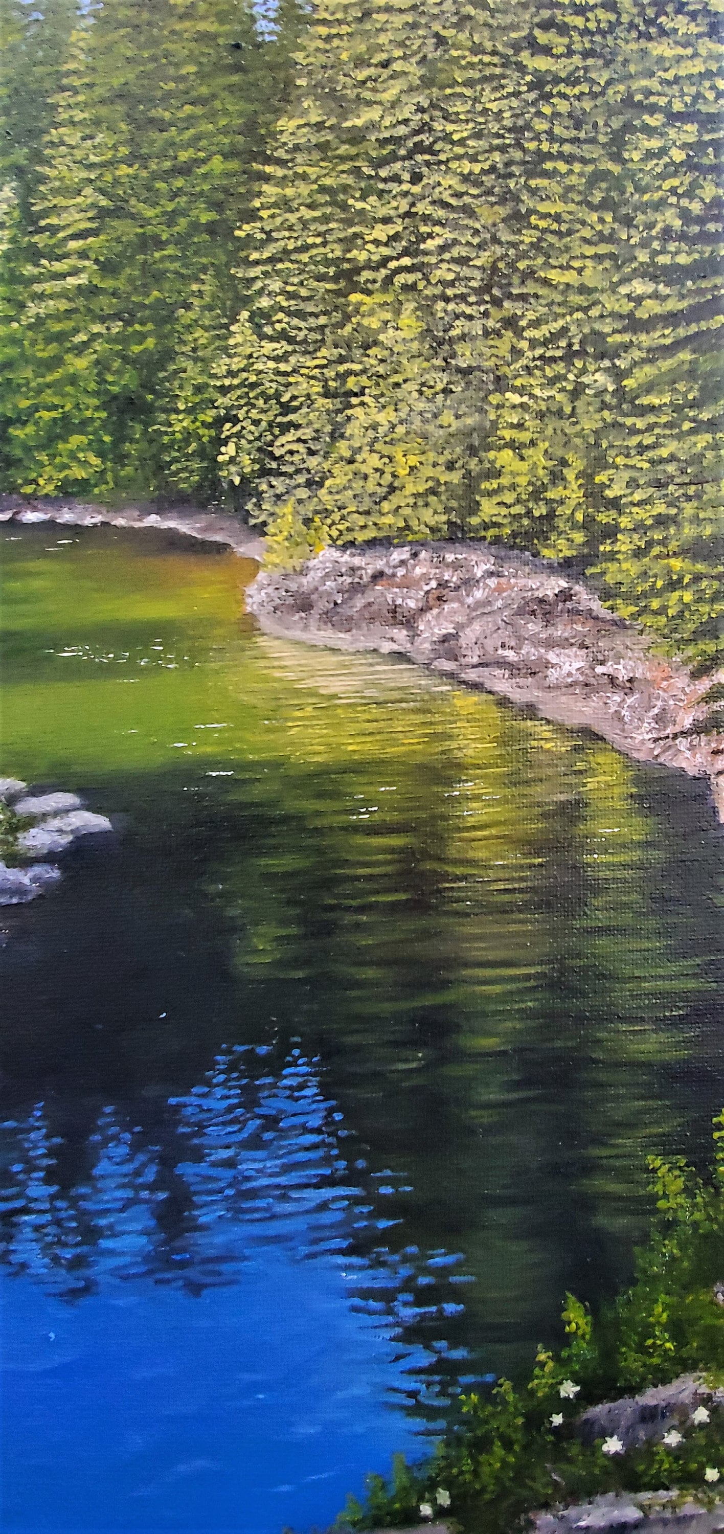 キャンバスに描かれたオリジナルの森の油絵：すぐに飾れる風景画（20 x