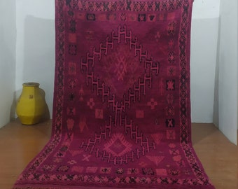 Purple Moroccan Berber Rug - Handmade Wool and Cotton Flatweave