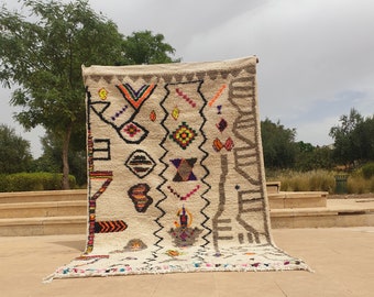 Costum Moroccan Colorful Rug - Soft Beni Ourain Rug - Authentic Moroccan Rug- New Beni Ouarain Rug - Fine Berber Rug