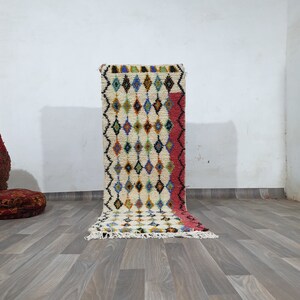 Costum Moroccan Colorful Rug - Moroccan Woolen carpet - New Azilal Rug - Boujaad Style - New Beni Ouarain Rug -White Fine Berber Rug